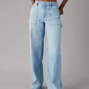 AE Dreamy Drape Stretch Super High-Waisted Baggy Wide-Leg Jean 20 LONG